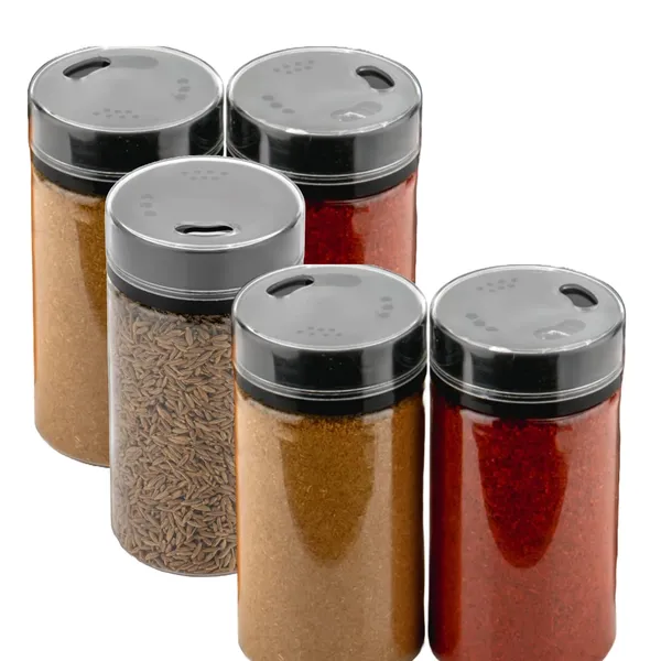 Transparent_Plastic_Spice_Bottle_Set_Of_5_|_Round_Masala_Containers_With_Normal_Lid_|_Kitchen_Seasoning_Storage_Jars_|_160_Ml_Each