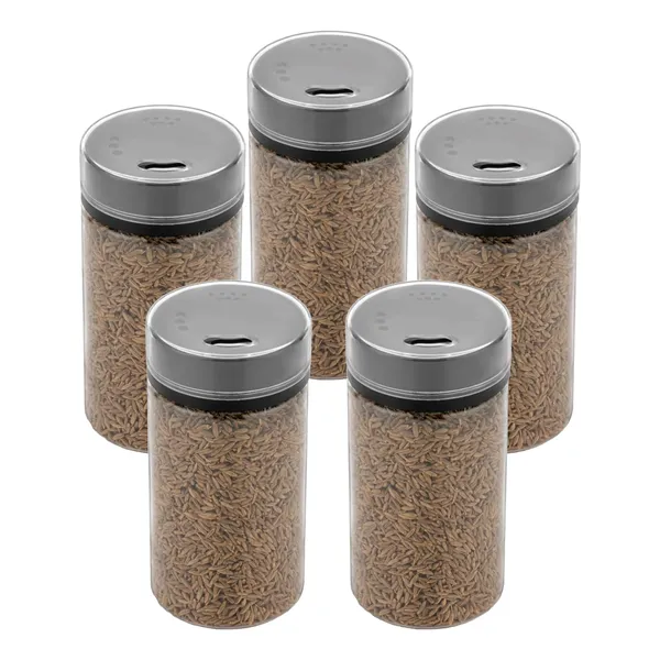 Transparent_Plastic_Spice_Bottle_Set_Of_5_|_Round_Masala_Containers_With_Normal_Lid_|_Kitchen_Seasoning_Storage_Jars_|_160_Ml_Each