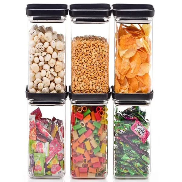 6_Piece_Black_Plastic_Storage_Containers__Kitchen_Storage,_Pantry_Organization,_Multipurpose__Air_Tight__BPA_Free