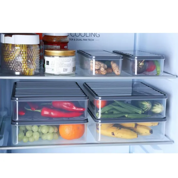 Fridge_Storage_Box__Containers_For_Food__Kitchen_Organizer__Freezer__Fruits__Vegetables__Fish__Fresh_Longer__Draining_Crisper_Refrigerator_Box__Black__1200Mlx2__2500_Mlx1