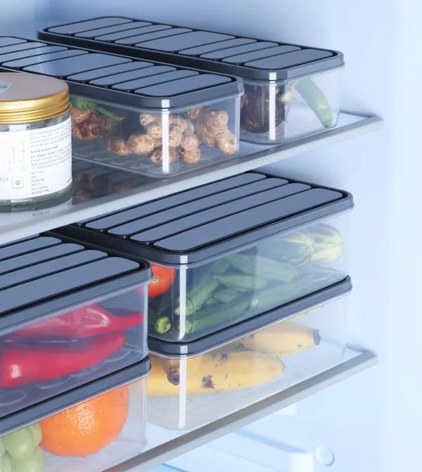 Fridge_Storage_Box__Containers_For_Food__Kitchen_Organizer__Freezer__Fruits__Vegetables__Fish__Fresh_Longer__Draining_Crisper_Refrigerator_Box__Black__1200Mlx2__2500_Mlx1