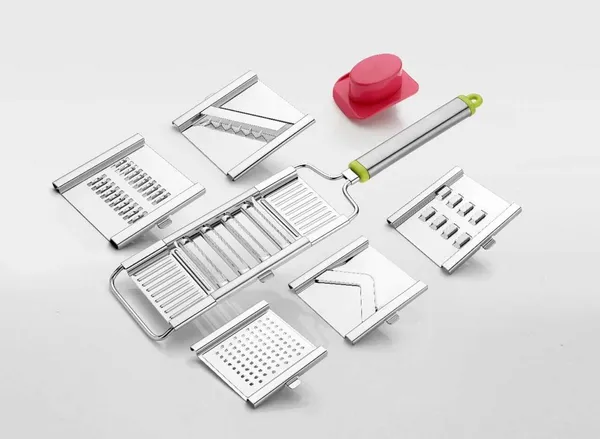Stainless_Steel_6_Interchangeable_Blade_Vegetable_Slicer__Multi_Functional_Manual_Food_Chopper_For_Vegetables_&_Fruits__Handheld_Kitchen_Slicer__Multi_Blade_Mandoline_Slicer_Set
