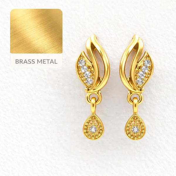 Elegant_Gold_Plated_Brass_Daily_Small_Dangle_Earrings_For_Women_|_Office_&_Festive_Paisley_And_Floral_Design,_2.5Cm_Length,_2_Pairs_Set