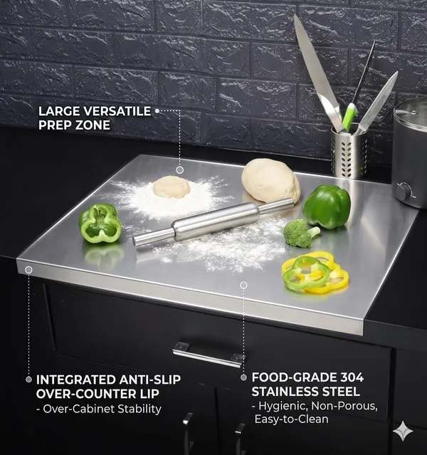 304_Stainless_Steel_Chopping_Board_with_Rolling_Pin_(Belan)_Combo__Extra_Large_(41x31_cm)_Double-Sided_Roti_Maker_Base_&_32cm_Steel_Belan_for_Kitchen_Prep_&_Dough_Kneading