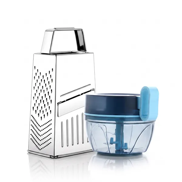 Kitchen_Combo_Set:_500ml_Manual_Vegetable_Chopper_&_4-Sided_Stainless_Steel_Box_Grater__Multipurpose_Onion_Chopper_&_Cheese_Slicer