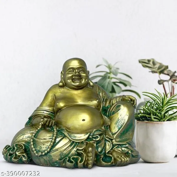 Happy_Laughing_Buddha_Statue_6.5_Inches_High_Handmade_Antique_Gold_Style_For_Feng_Shui_Good_Luck_Wealth_And_Happiness_Essence_Of_Joy