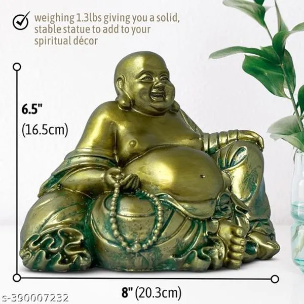 Happy_Laughing_Buddha_Statue_6.5_Inches_High_Handmade_Antique_Gold_Style_For_Feng_Shui_Good_Luck_Wealth_And_Happiness_Essence_Of_Joy