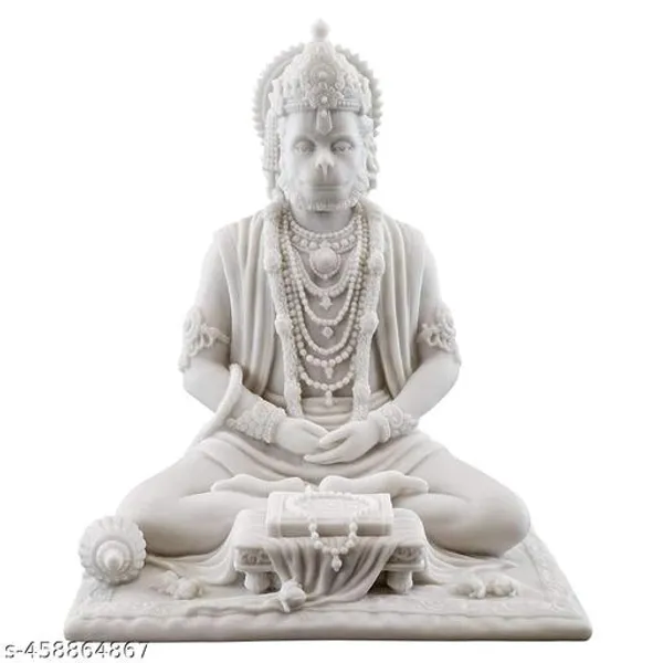 Pack_Of_2_Lord_Hanuman_Idol_Statue_For_Home_Decoration_And_Puja_Made_With_Resin_For_Lightweight_Colour_Matte_Type_White_Gold_Size_4_Inch_Height
