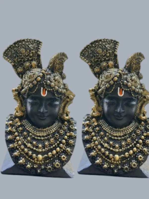 Pack_Of_2_Nathdwara_Srinathji_Mukharvind_Darshan_Swaroop_Lord_Krishna_Statue_Sculpture_For_Home_Office_Bedroom_Living_Room_Size_Height_3.5_Inch_Lenghth_5_Cm_Material_Marble_Dust