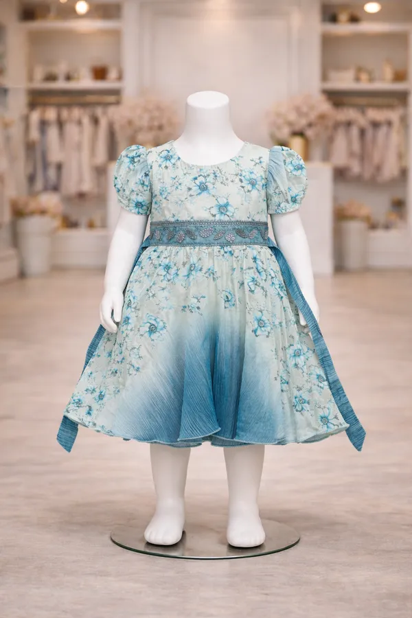 Blue_Floral_Print_Baby_Girl_Dress_With_Puff_Sleeves_And_Bow_Detail