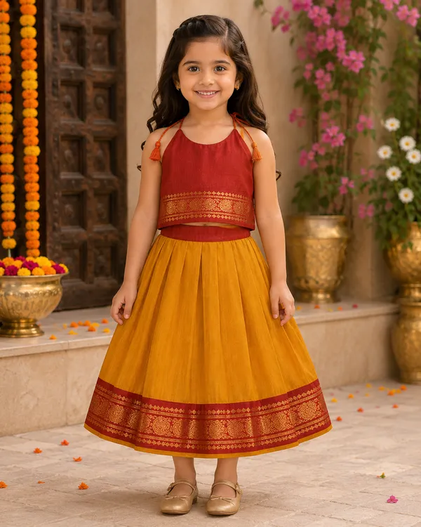 Red_Traditional_Sleeveless_Pattu_Pavadai_Ethnic_Dress_For_Baby_Girls