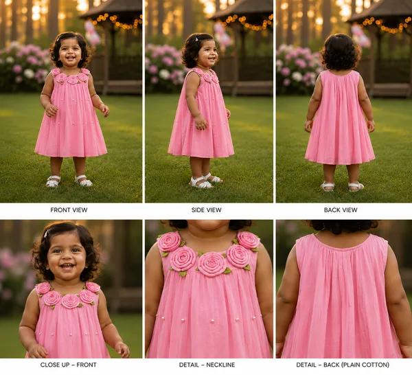 399/-_Sale_:_Pink_Floral_Party_Wear_Frock_-_NR