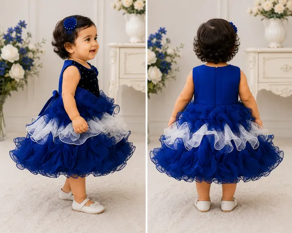 399/-_Sale_:_Royal_Blue_&_White_Layered_Ruffle_Princess_Party_Wear_Frock_-_NR