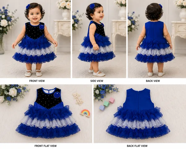 399/-_Sale_:_Royal_Blue_&_White_Layered_Ruffle_Princess_Party_Wear_Frock_-_NR