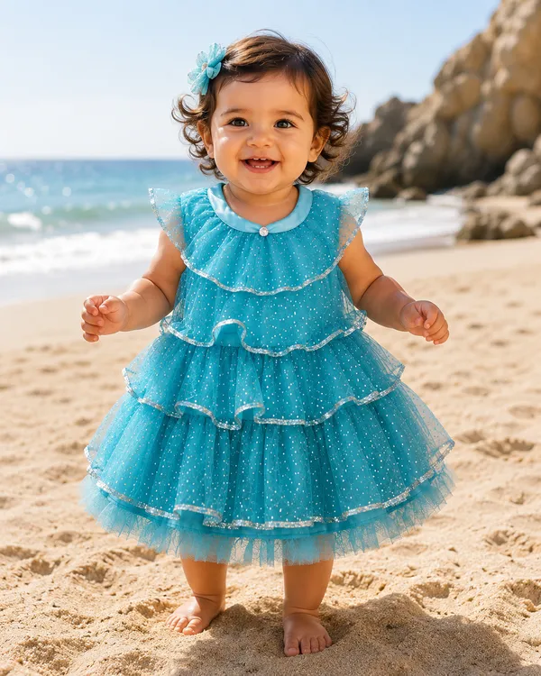 399/-_Sale_:_Sky_Blue_Glitter_Layered_Princess_Party_Wear_Frock_-_NR
