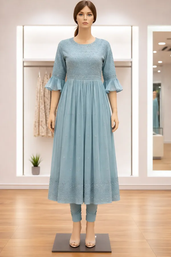 Powder_Blue_Embroidered_Anarkali_Kurta_With_Flared_Sleeves