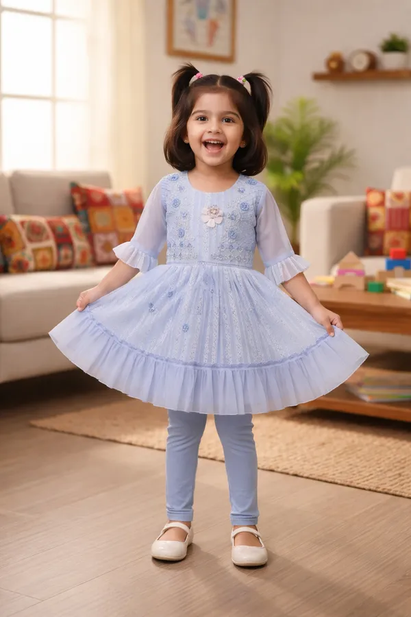 Girls_Pastel_Blue_Embroidered_Anarkali_Dress_With_Leggings