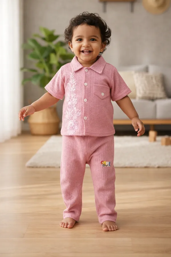 Pink_Embroidered_Kids_Ethnic_Wear_Set_-_Shirt_And_Pants