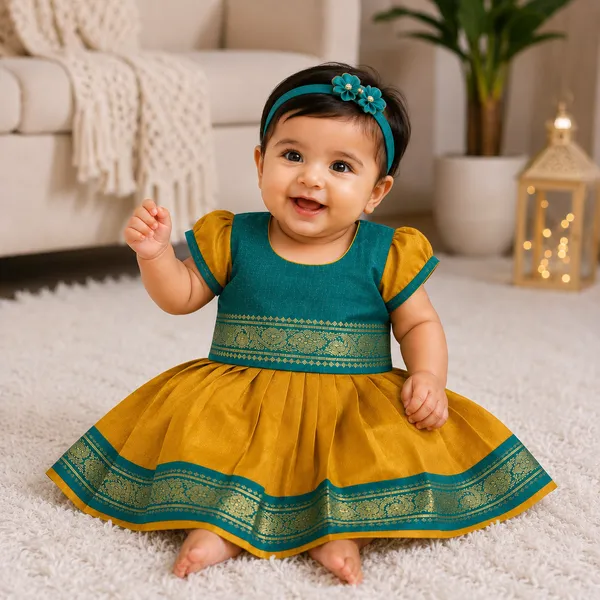 Teal_Traditional_Pattu_Pavadai_Ethnic_Dress_For_Baby_Girls