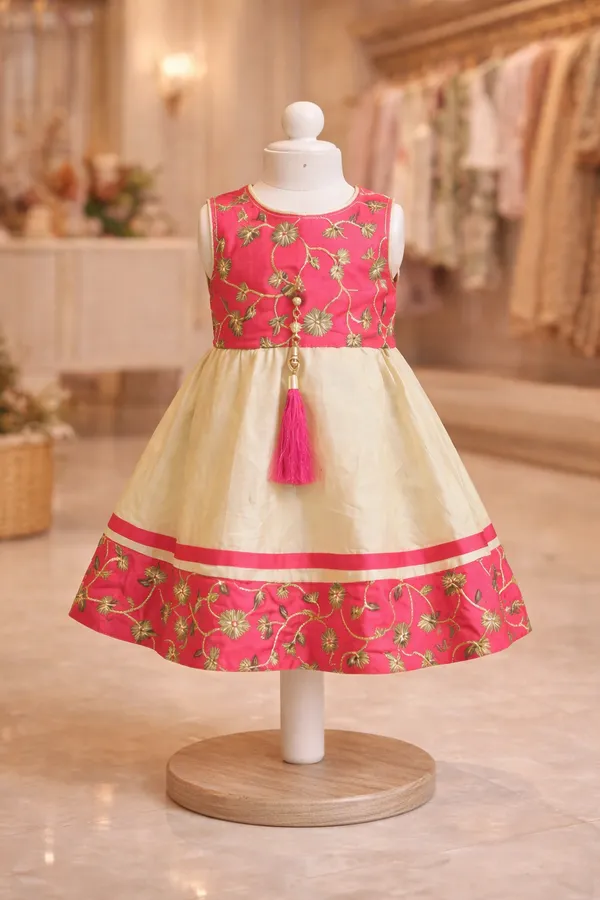 Pink_And_Cream_Embroidered_Floral_Dress_For_Baby_Girls