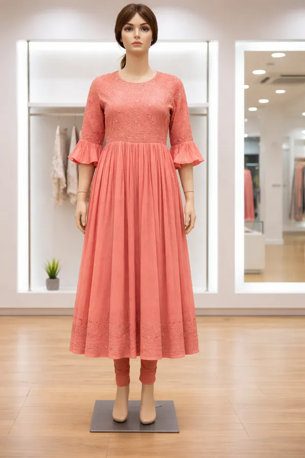 Pink_Embroidered_Anarkali_Gown_With_Flared_Sleeves