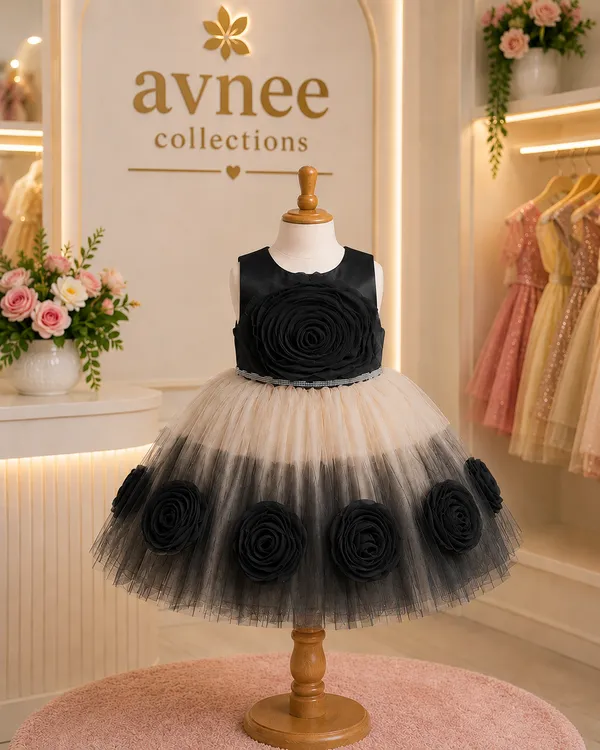 Black_Ombre_Floral_Princess_Party_Wear_Dress