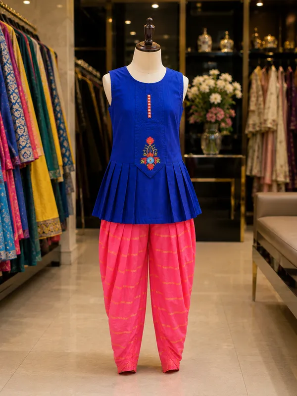 Blue_&_Pink_Ethnic_Dhoti_Set_(Clearance_Sale)