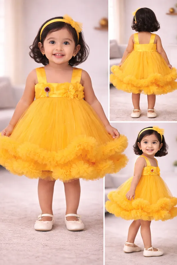 Yellow_Fluffy_Cloud_Dress_For_Baby_Girls