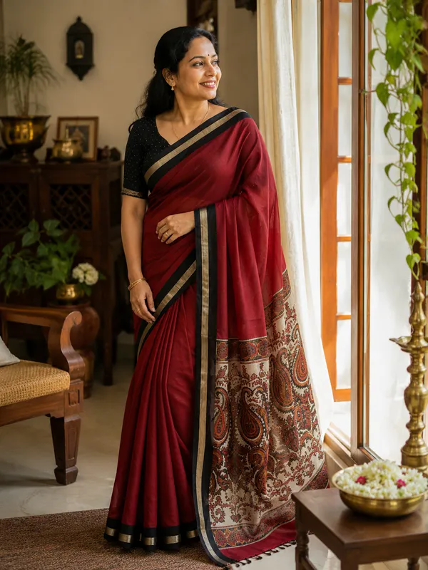 Crimson_Red_Traditional_Printed_Saree