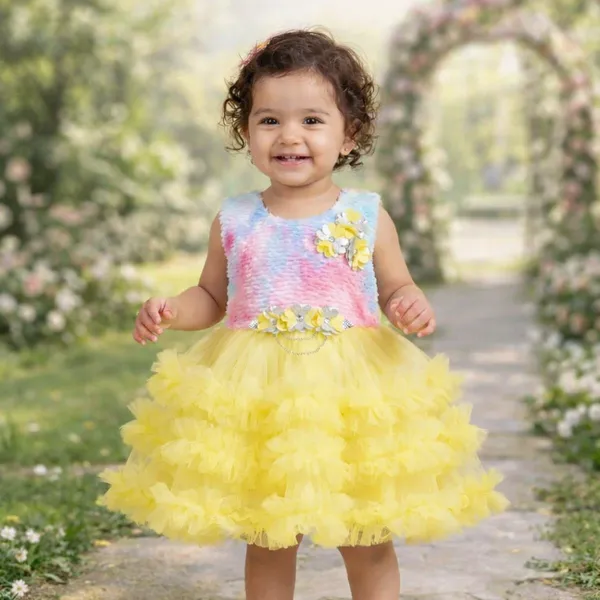 Girls_Yellow_Tulle_Dress_With_Pink_Gradient_Bodice_And_Floral_Embellishments
