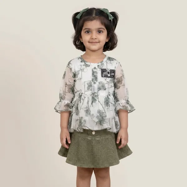 Girls_Floral_Print_Peplum_Top_With_Pleated_Skirt_Set