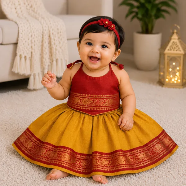Red/Maroon_Traditional_Pattu_Pavadai_Ethnic_Dress_For_Baby_Girls