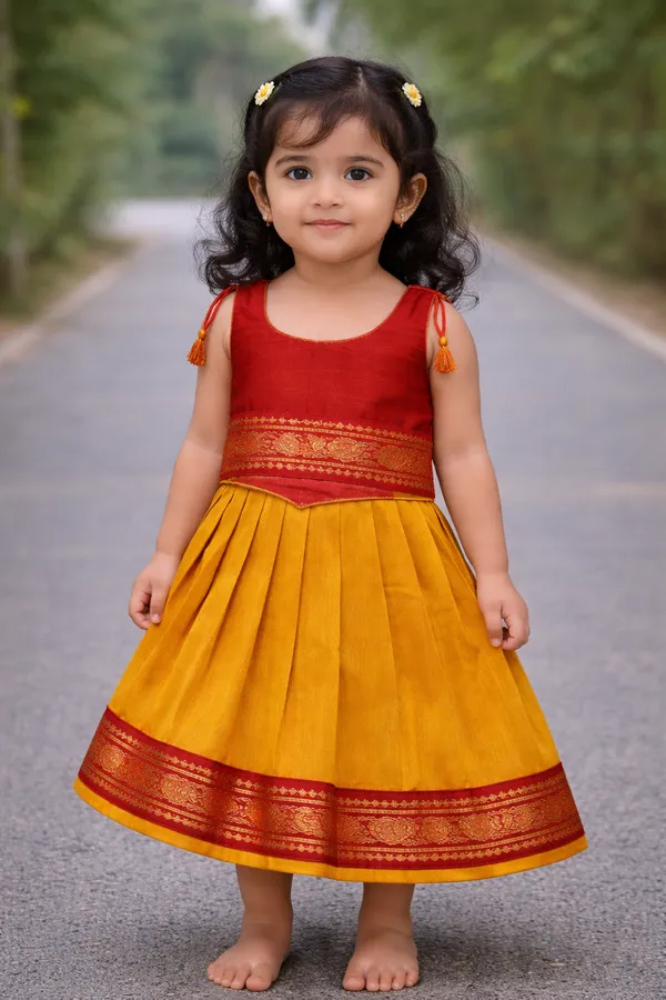 Red/Maroon_Traditional_Pattu_Pavadai_Ethnic_Dress_For_Baby_Girls