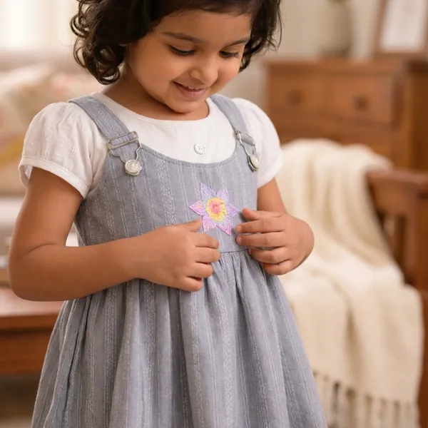 Grey_Chambray_Dress_With_White_T-Shirt_For_Girls