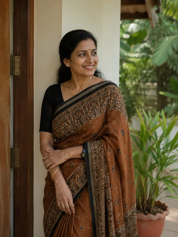 Elegant_Brown_Printed_Saree