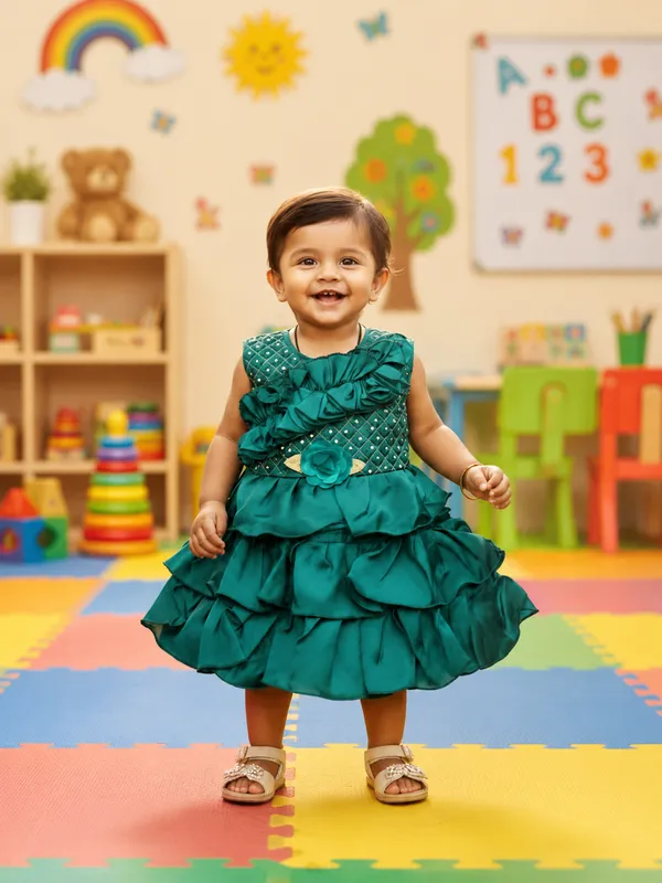 Emerald_Green_Layered_Party_Wear_Frock