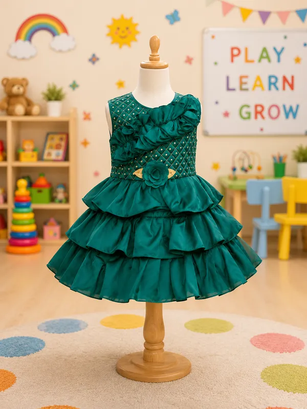 Emerald_Green_Layered_Party_Wear_Frock