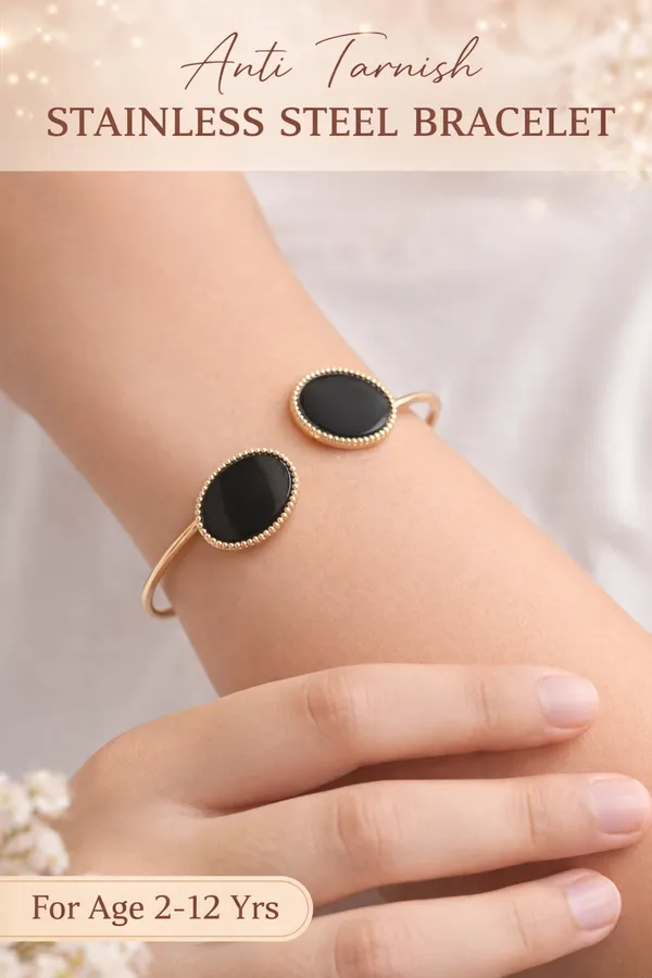 Anti_Tarnish_Stainless_Steel_Gold_And_Black_Stone_Oval_Bracelet_For_Kids