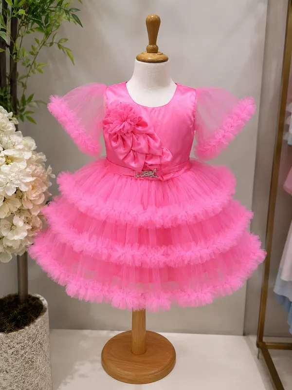 Pink_Ruffle_Tulle_Floral_Princess_Party_Wear_Dress