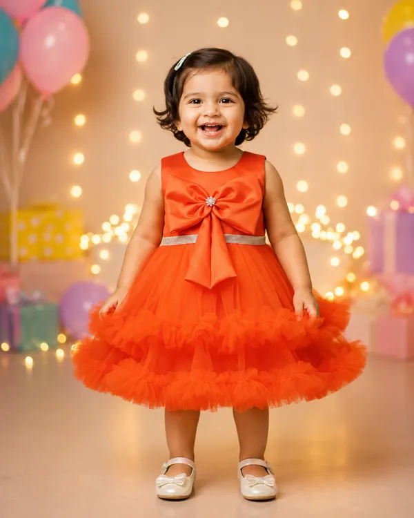 Girls_Bright_Orange_Party_Wear_Net_Frock