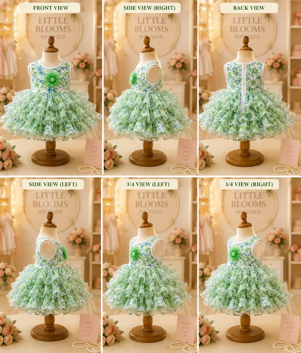 Girls_Green_Floral_Layered_Party_Wear_Frock