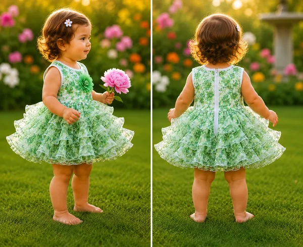 Girls_Green_Floral_Layered_Party_Wear_Frock