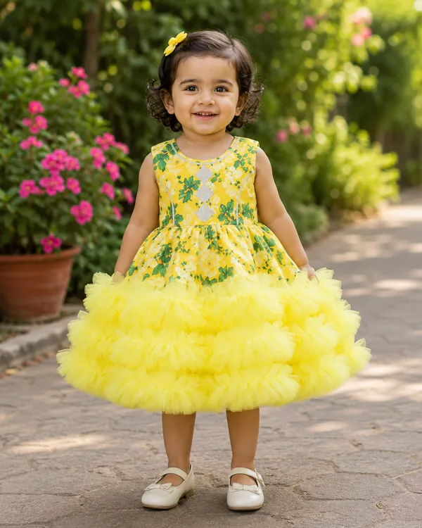 Girls_Lemon_Yellow_Floral_Party_Wear_Frock
