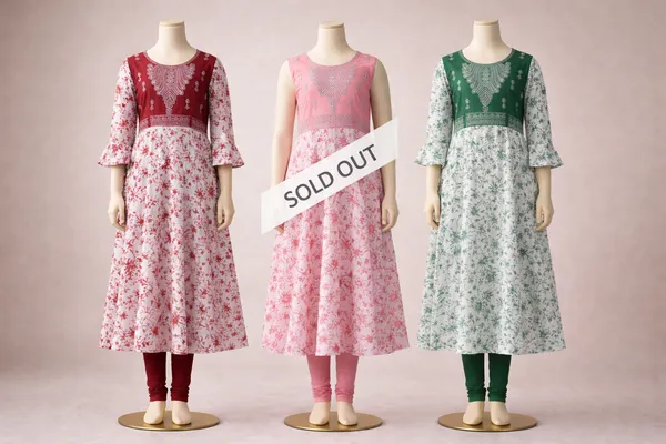 Girls_Maroon_And_White_Floral_Printed_Anarkali_Kurta_With_Embroidered_Yoke