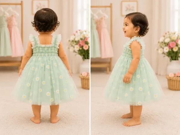 Girls_Mint_Green_Daisy_Print_Net_Party_Wear_Frock