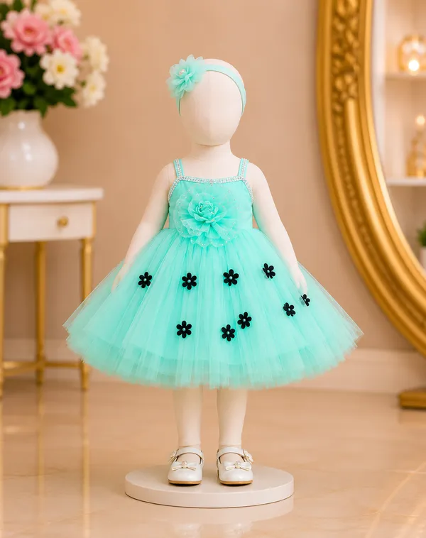 Girls_Mint_Green_Floral_Net_Party_Wear_Frock