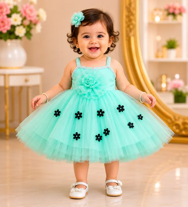 Girls_Mint_Green_Floral_Net_Party_Wear_Frock