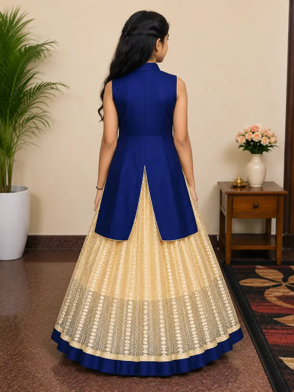 Girls_Navy_Blue_&_Gold_Designer_Ethnic_Gown_(Clearance_Sale)
