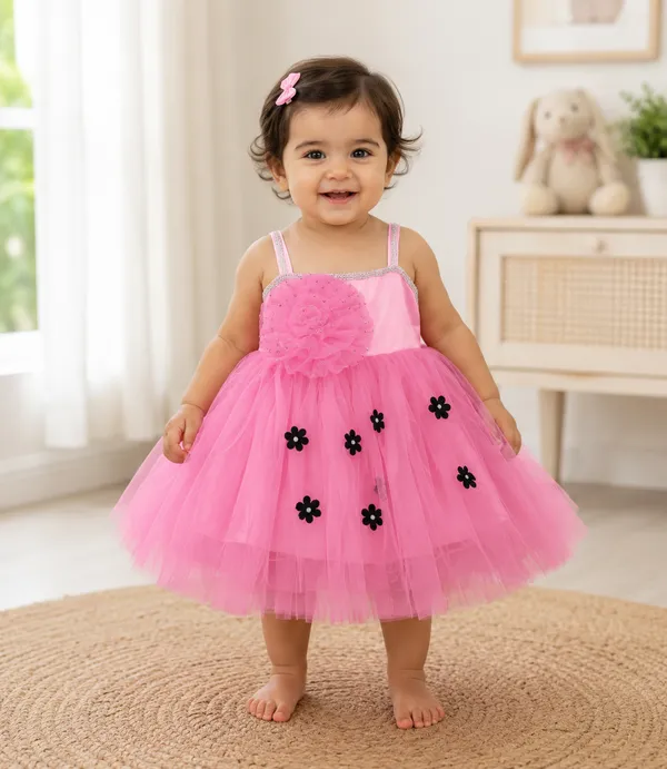 Girls_Pink_Floral_Net_Party_Wear_Frock