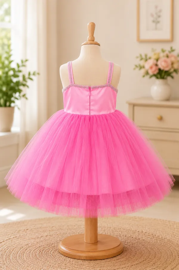 Girls_Pink_Floral_Net_Party_Wear_Frock